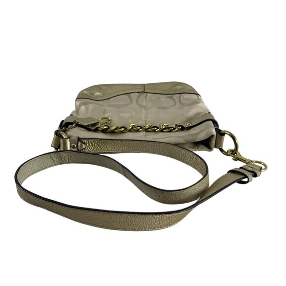 Coach Optic Metallic Signature Chain Crossbody Cream Gold Purse F19820 Hang Tag - Picture 5 of 16